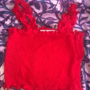 SHEIN red ruffled crop top